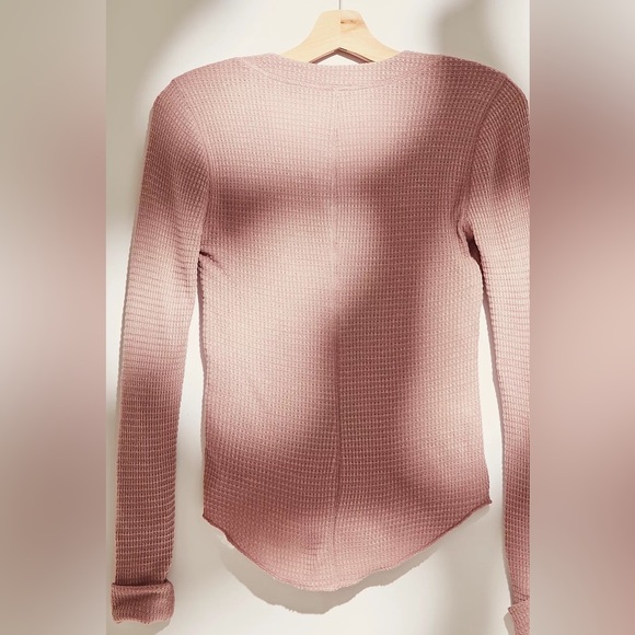 Free People Intimately One Of The Girls Henley Waffle Top Long Sleeve Mauve - Picture 5 of 7